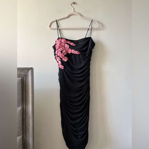 Y2K Betsey Johnson New York Vintage Pink Petal Ruche Formal Prom Dress - Picture 4 of 15